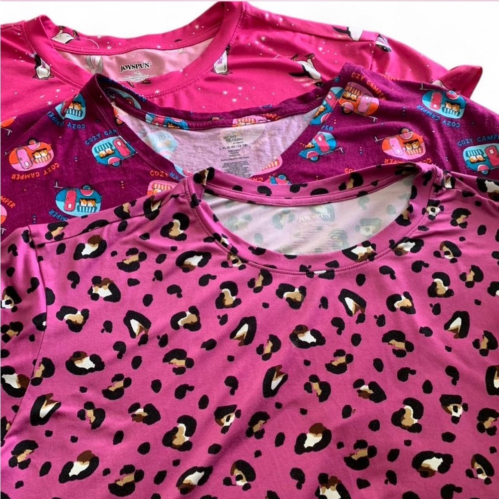 Womens Fuchsia Leopard& Camper Print & Penguin Nightgowns size L-XL